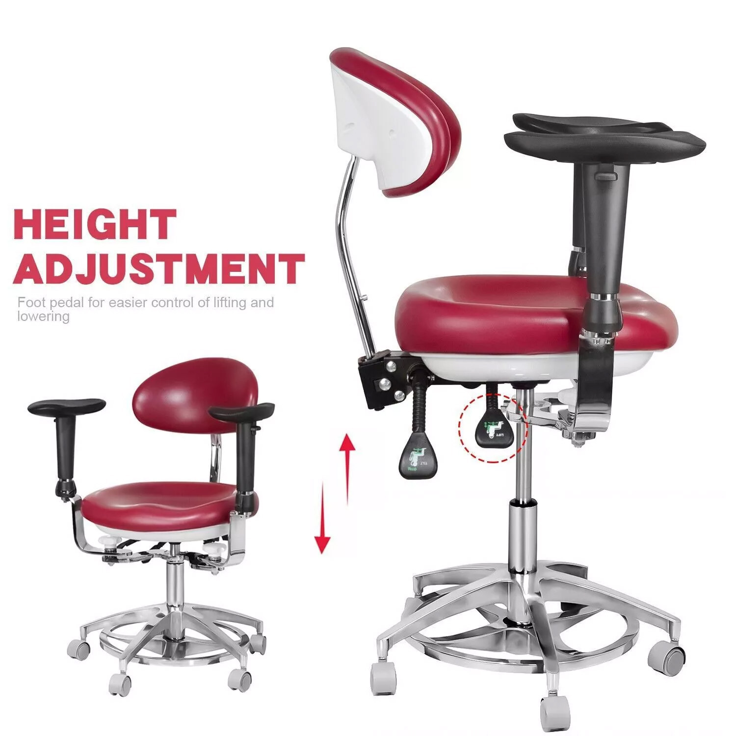 TYTC JKS 037 Dental Medical Microscope Stool Surgeon Chair with Armrest